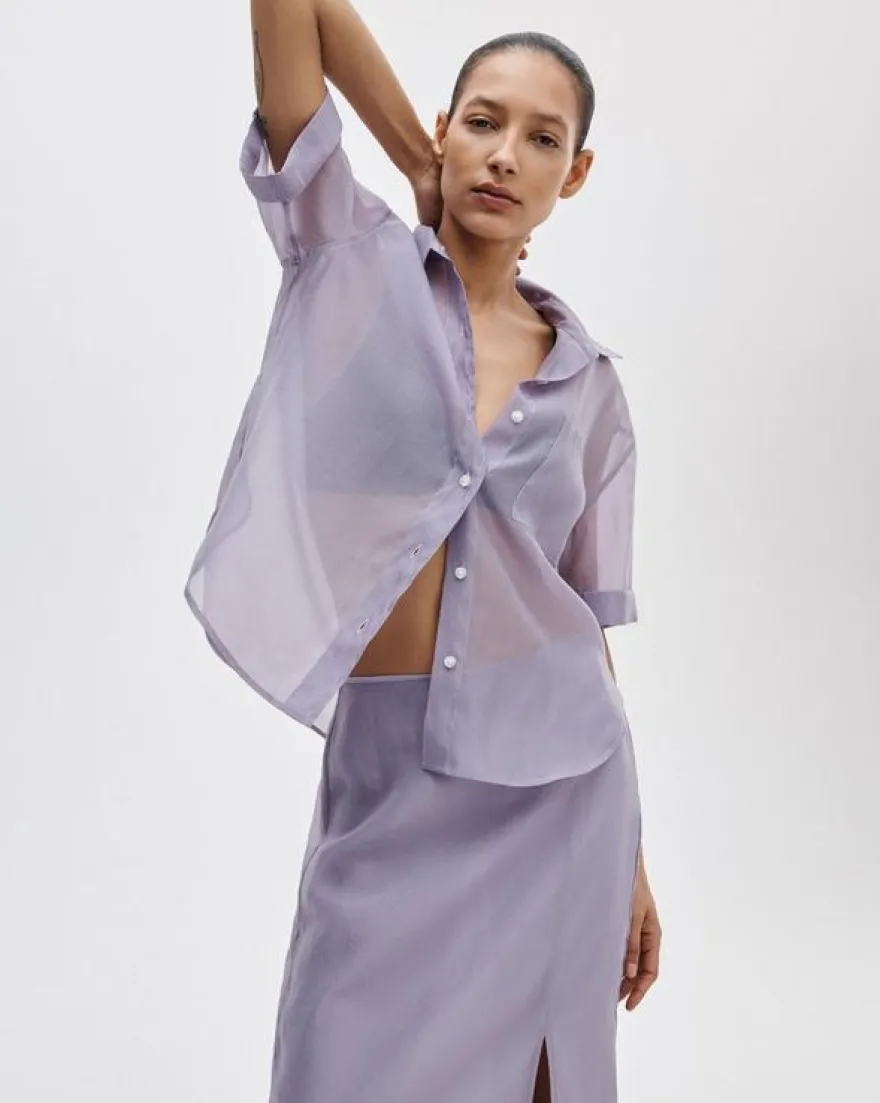 Connie Organza Short-Sleeve Shirt