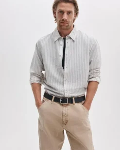 Finch Striped Linen-Cotton Shirt