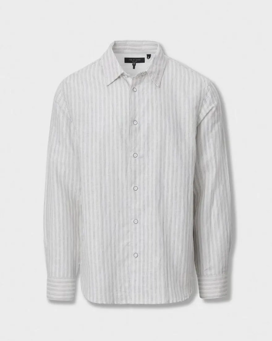 Finch Striped Linen-Cotton Shirt