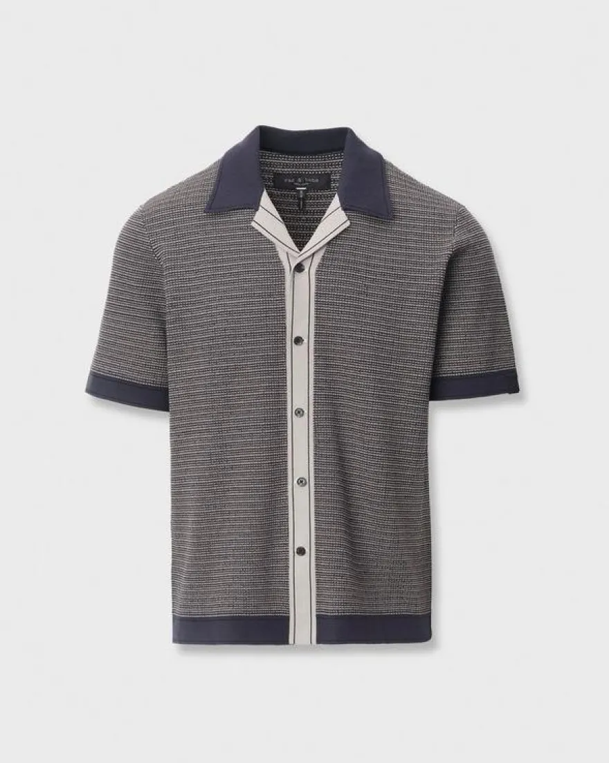 Harvey Contrast-Trim Knit Camp Shirt