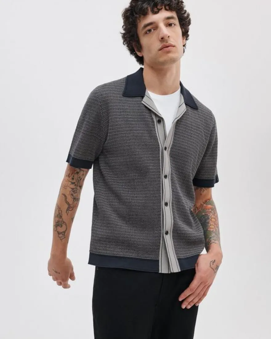 Harvey Contrast-Trim Knit Camp Shirt