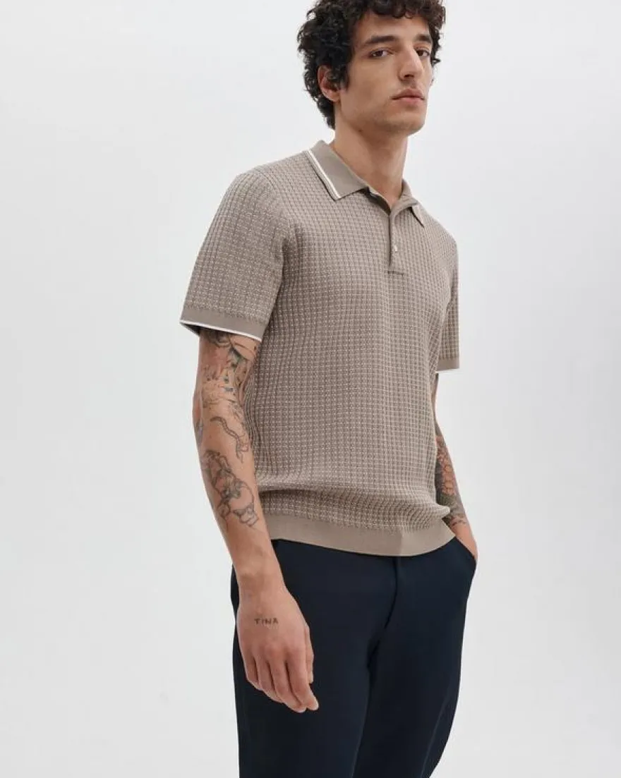Harvey Rib-Knit Polo Shirt