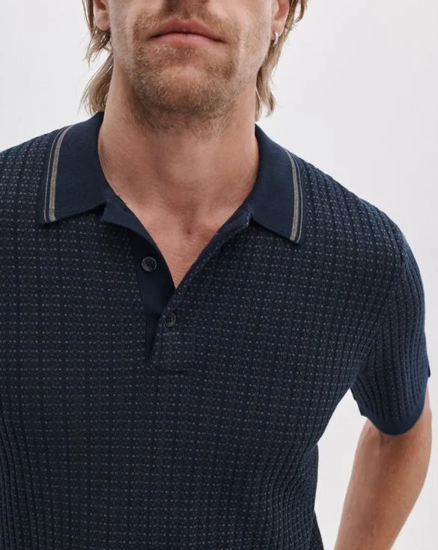 Harvey Rib-Knit Polo Shirt