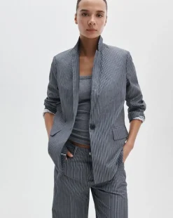 Jennie Striped Poplin Blazer