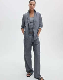 Jennie Striped Poplin Blazer