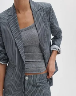 Jennie Striped Poplin Blazer