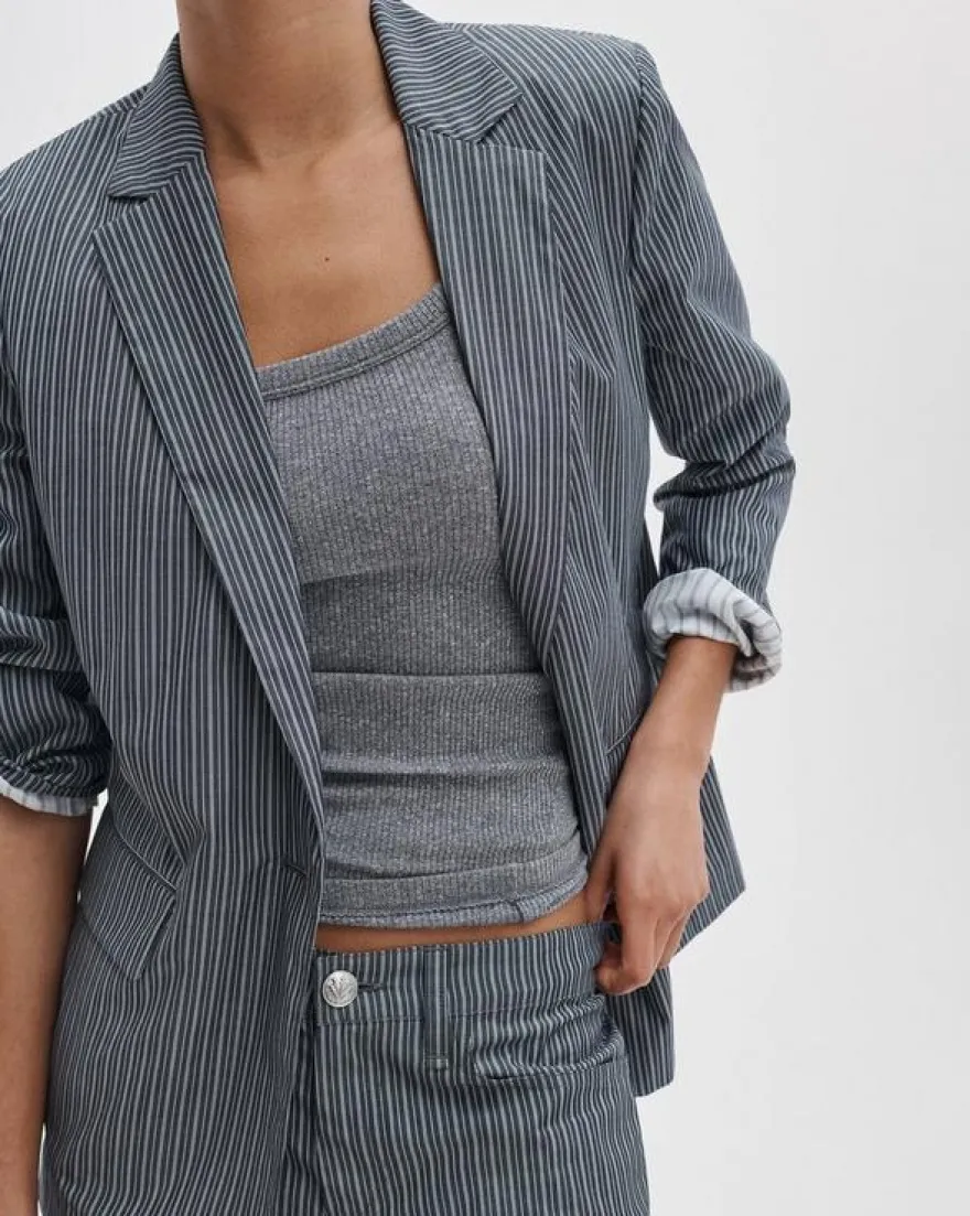 Jennie Striped Poplin Blazer