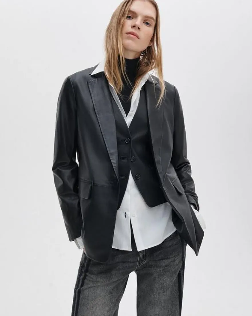 Jennifer Leather Two-in-One Blazer