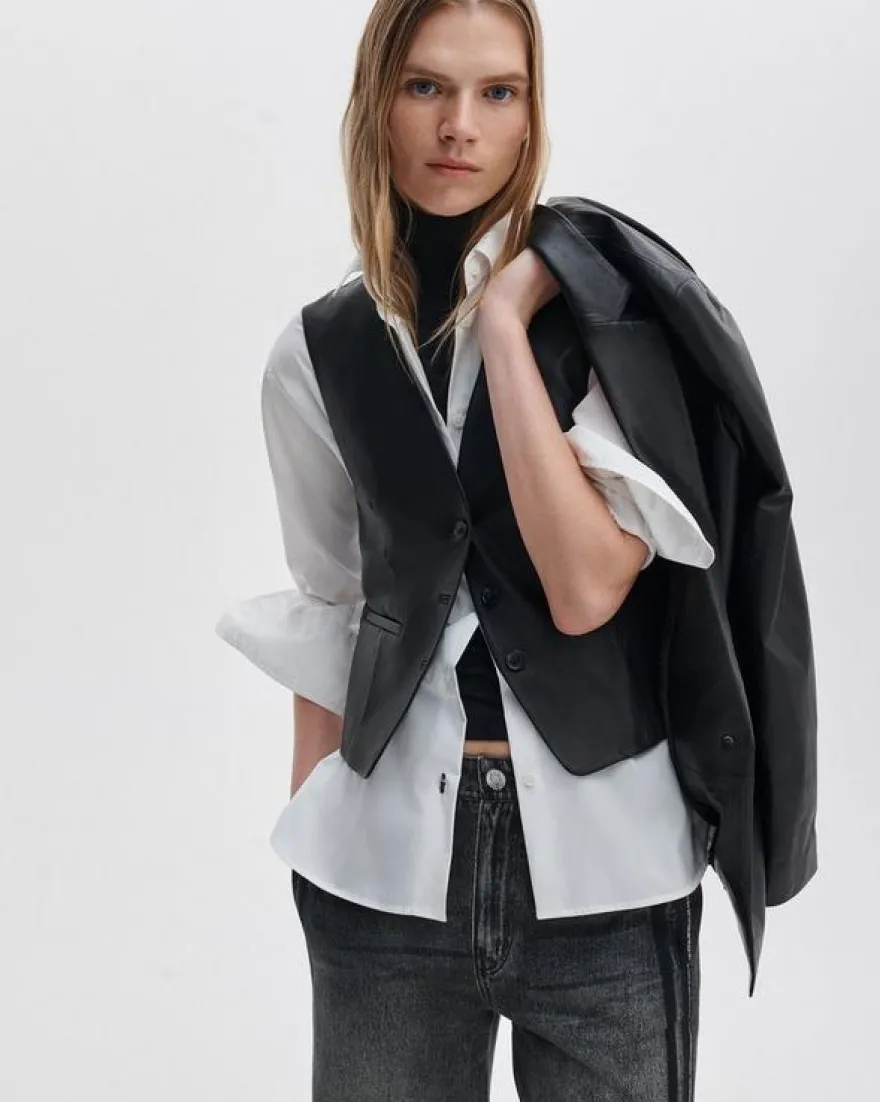 Jennifer Leather Two-in-One Blazer