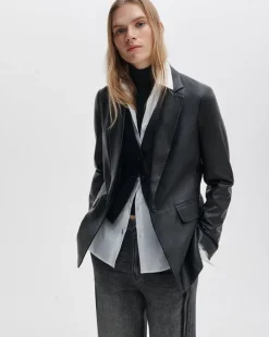 Jennifer Leather Two-in-One Blazer
