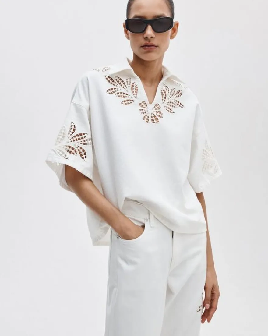 Lucy Floral Cutout Denim Shirt