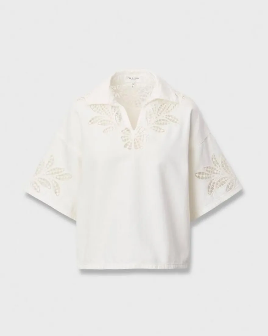 Lucy Floral Cutout Denim Shirt