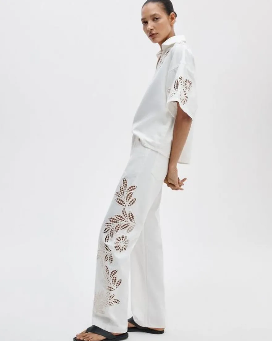 Lucy Floral Cutout Denim Shirt