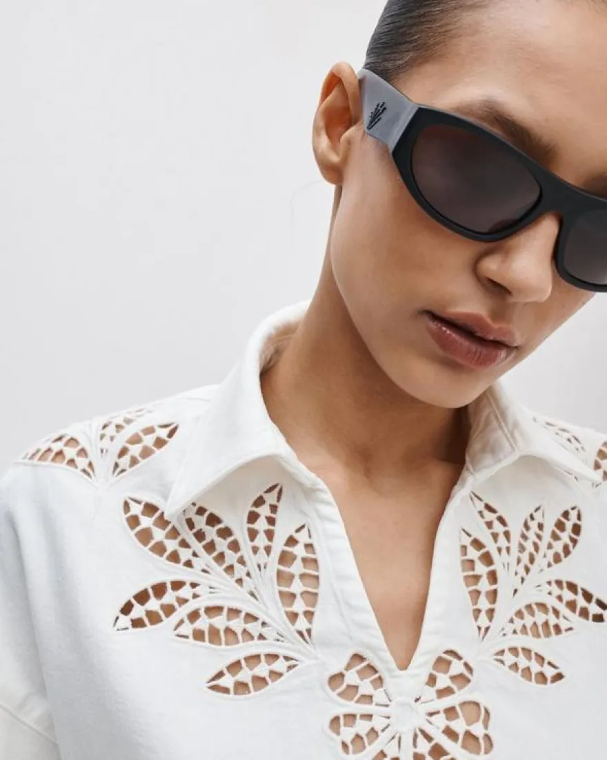 Lucy Floral Cutout Denim Shirt