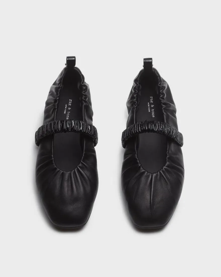 Spire Ruched Leather Mary Janes