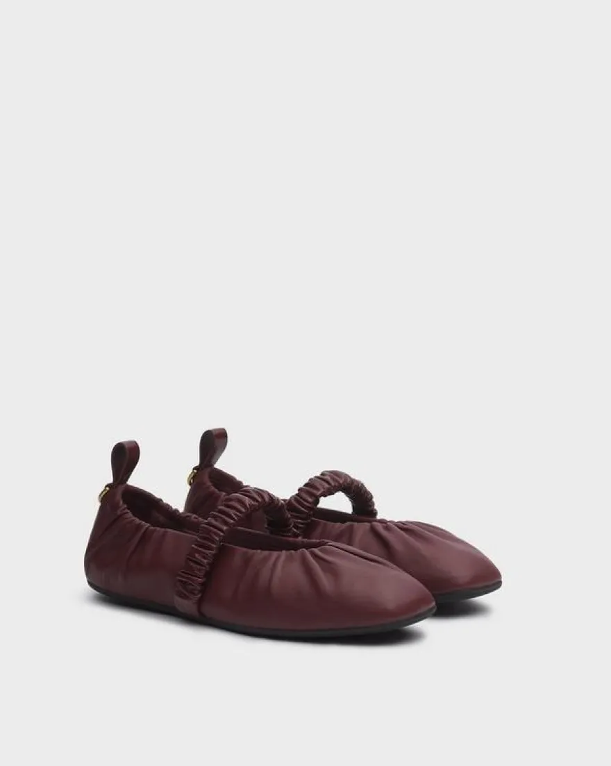 Spire Ruched Leather Mary Janes