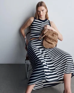 The Knit Mix Striped Skirt