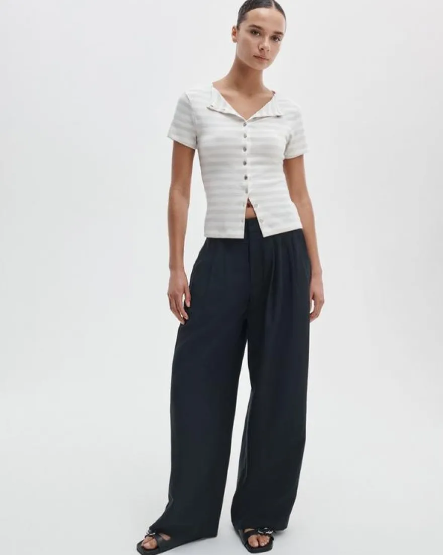 The Knit Striped Button Tee