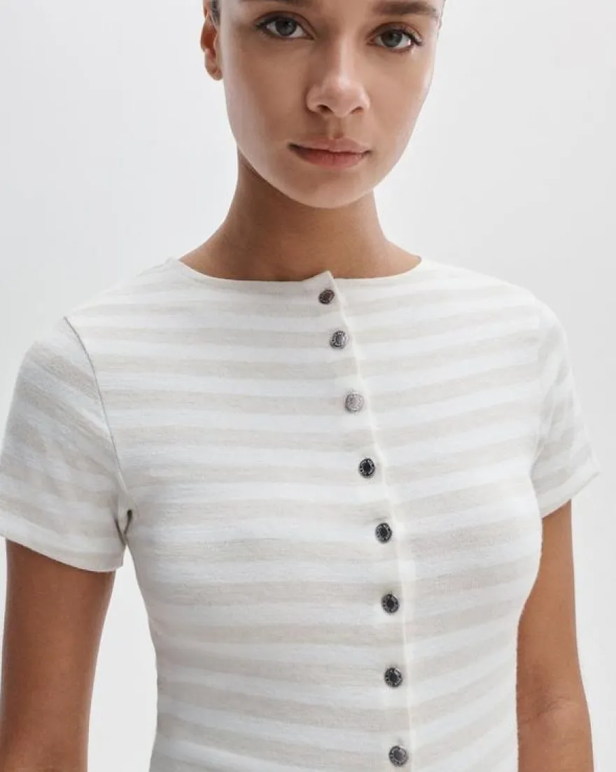 The Knit Striped Button Tee