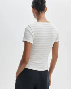 The Knit Striped Button Tee